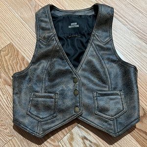 Urban outfitters distressed faux leather fitted vest, XS